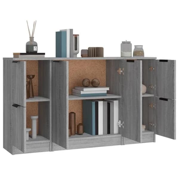 Maison Exclusive - 3 stk. buffeter Sonoma grå ingeniørtræ