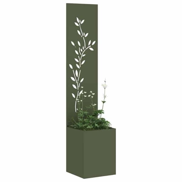 Havemur - EKSKLUSIV HUS - 32 x 32 x 150 cm - Robust stål - Olivengrøn - Mat finish Olivgrön