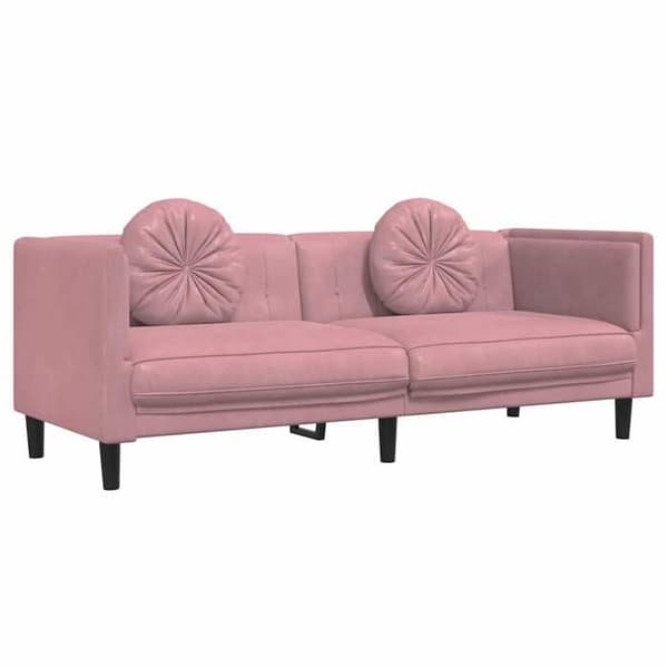 Maison Exclusive - Sofa med puder 3 pladser lyserød fløjl