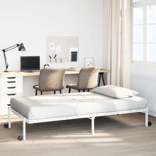 Sengestel - EKSKLUSIV HUS - 107x203 cm - Stål - Sammenklappelig - Lamelseng Vit
