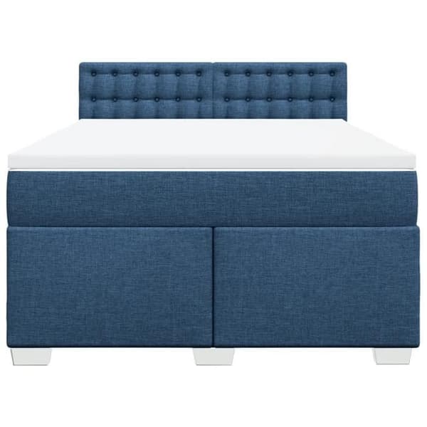 Maison Exclusive - Seng med lamelseng og madras Blå 140x200 cm Stof