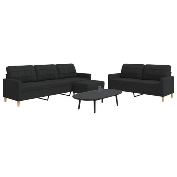 Maison Exclusive - 3 kpl:n sohvasetti mustalla kangaspuffilla