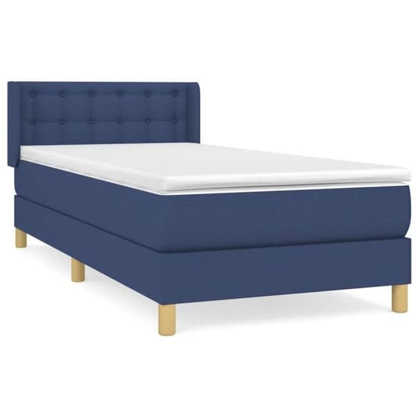 Maison Exclusive - Sengestel med springmadras Blå 90x200 cm Stof