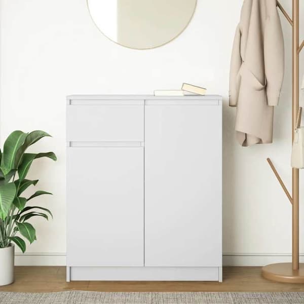 Maison Exclusive - Buffet med skuffe hvid 71x35x84 cm ingeniørtræ