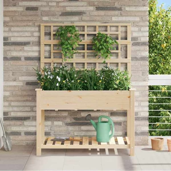Blomlåda - EXKLUSIV HEM - Rektangulär - Furu - Beige - 115 x 60,5 x 153 cm beige