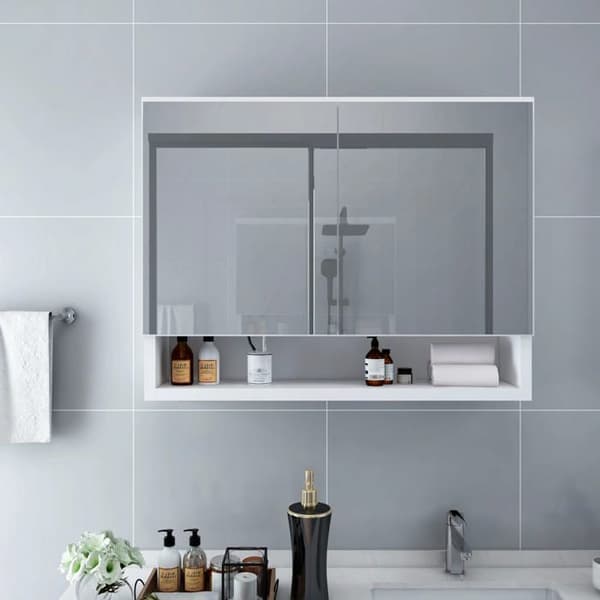 Maison Exclusive - LED-spegelskåp för badrum Vit 80x15x60 cm MDF Vit