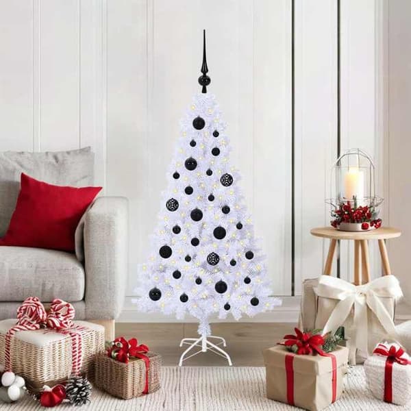Kunstig juletræ - EKSKLUSIV HUS - Hvid 120 cm - PVC og stål - LED USB 8 tilstande Vit