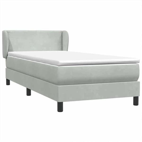 Maison Exclusive - Sängyn lattiapuut ja vaaleanharmaa patja 80x210 cm samettia