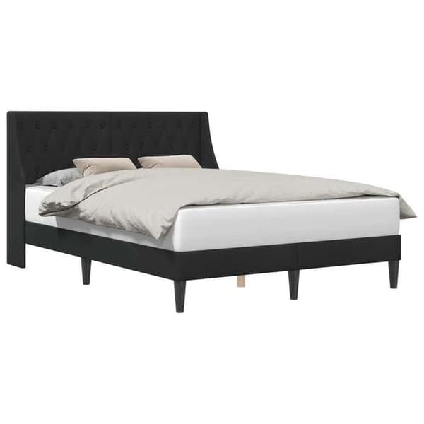Sengestel - EKSKLUSIV HUS - 140 x 200 cm - Sort - Velour - Lamelseng Svart
