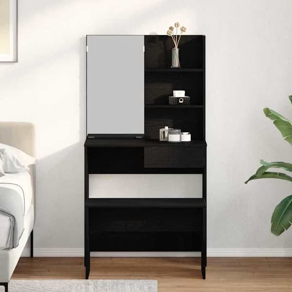 Maison Exclusive - Sæt med 2 pc. Makeupbord i sort eg 74,5 x 40 x 141 cm svart ek