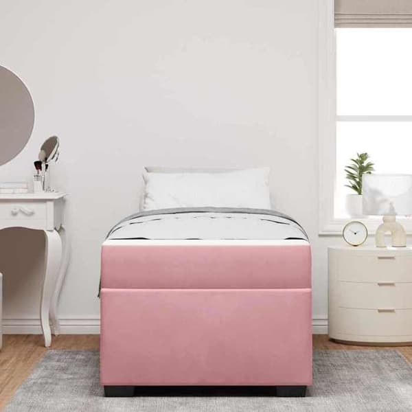 Sängram med madrass - EXKLUSIV HEM - Rektangulär - 80x200 cm - Rosa - Pocketfjädermadrass Ros