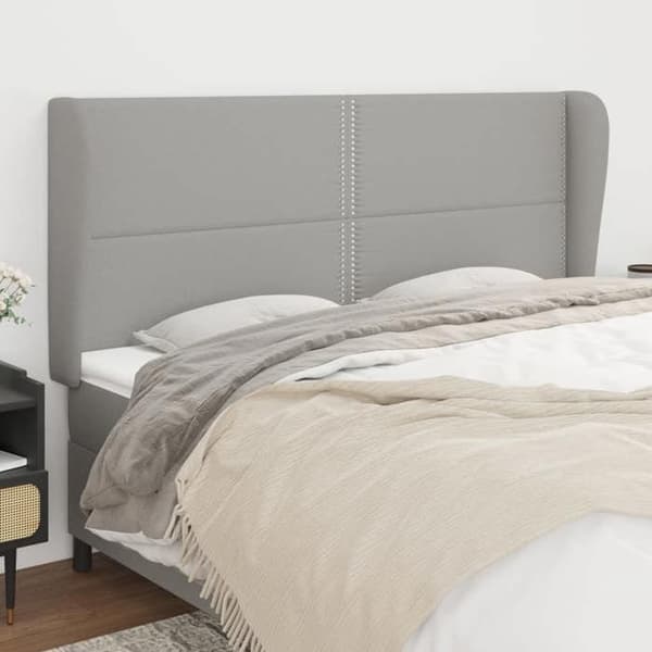 Maison Exclusive - Päätylevy korvilla Vaaleanharmaa 183x23x118/128 cm Kangas ljusgrått