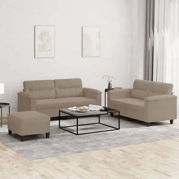 Maison Exclusive - 3-delars soffgrupp med kuddar i taupe mikrofiber