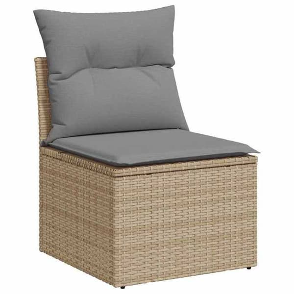 Maison Exclusive - Trädgårdsmöbler med kuddar 5 delar beige flätad resin