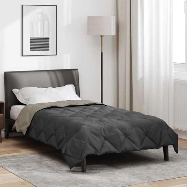Couette - EKSKLUSIVT HUS - Helårs dyne - 100% polyester mikrofiber - Vatteret - Lys grå & antracit Ljusgrå och antracit