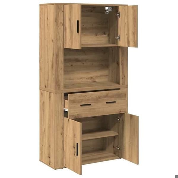 Maison Exclusive - Hög skänk i hantverksmässig ek 80 x 33 x 150 cm Ej specificerat