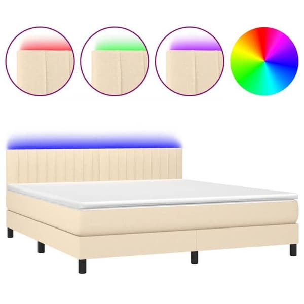 Maison Exclusive - Sängyn liuskatukivankka LED Crème 180x200 cm Kangas