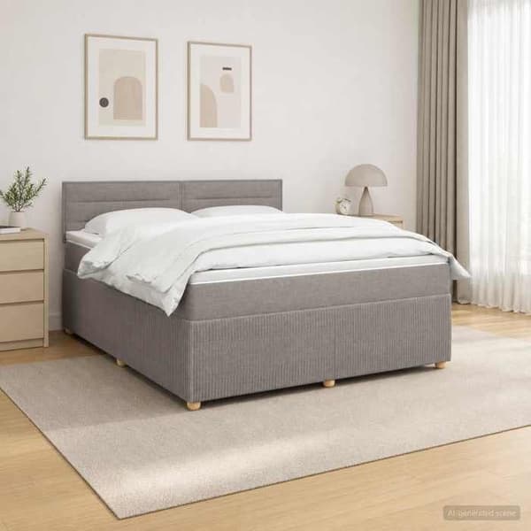 Maison Exclusive - Boxspring seng med madras Taupe 180 x 200 cm Stof
