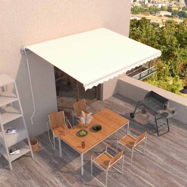 Maison Exclusive - Automatisk indtrækbar markise 450x300 cm Creme Grädde