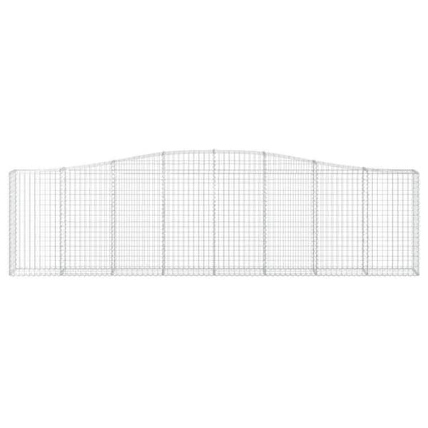 Bågformade gabionkorgar - Set om 4 400 x 30 x 100/120 cm - Galvaniserat stål - Tråd 3,5 mm - Silverfärgad silver-