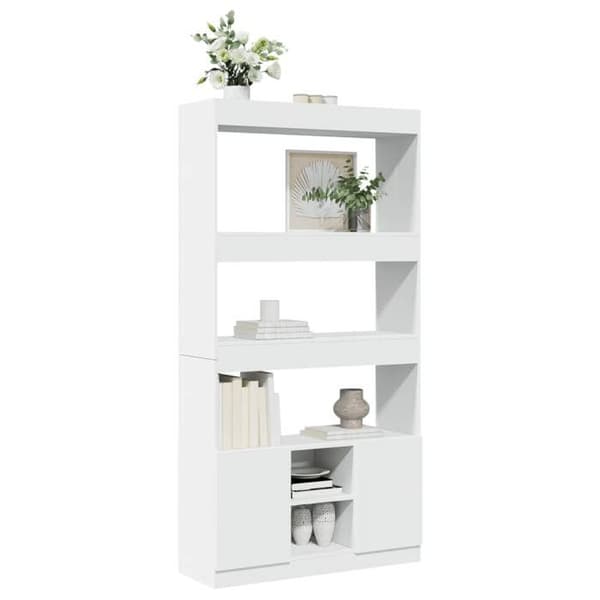 Maison Exclusive - Vit hög buffé 92x33x180 cm ingenjörsträ