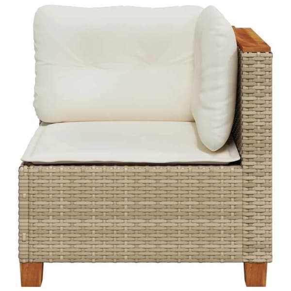Maison Exclusive - U-formad trädgårdsoffa med beige kuddar i flätad resin