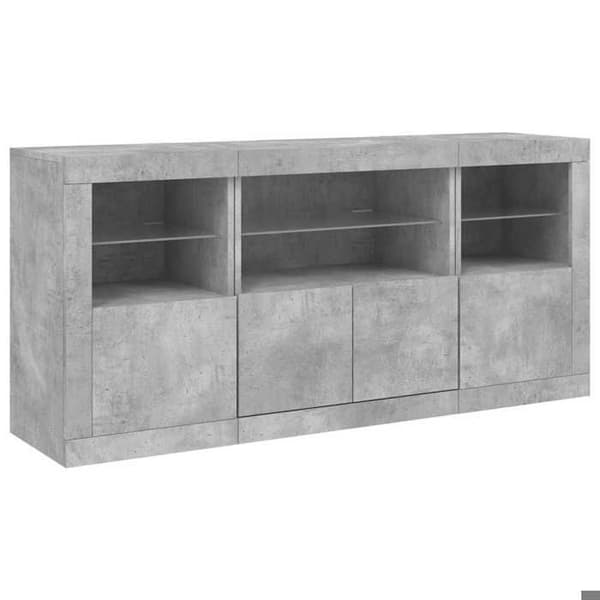 Maison Exclusive - Buffé med LED-lampor grå betong 142,5x37x67 cm