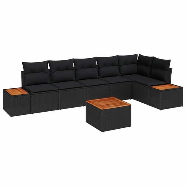 Maison Exclusive - 6-delars trädgårdsoff-set 6-sits svart Svart