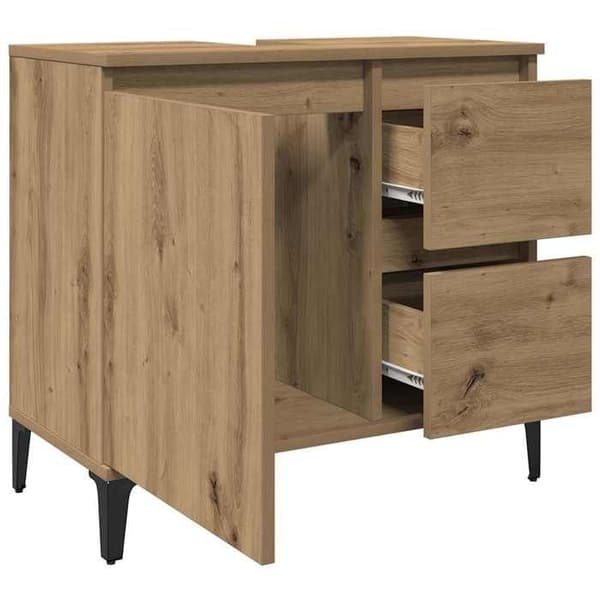 Maison Exclusive - Vaskeskab i egetræ, håndlavet 65x33x60 cm, ingeniørtræ