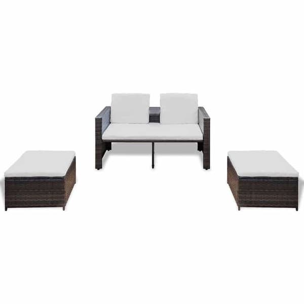 Maison Exclusive - Trädgårdsmöbler 4 delar med kuddar Flätad resin Brun brun