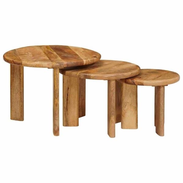 Borde - EKSKLUSIV HUS - Gigognes 3 dele - Stabelbar - Brun - Ø54 x H40 cm