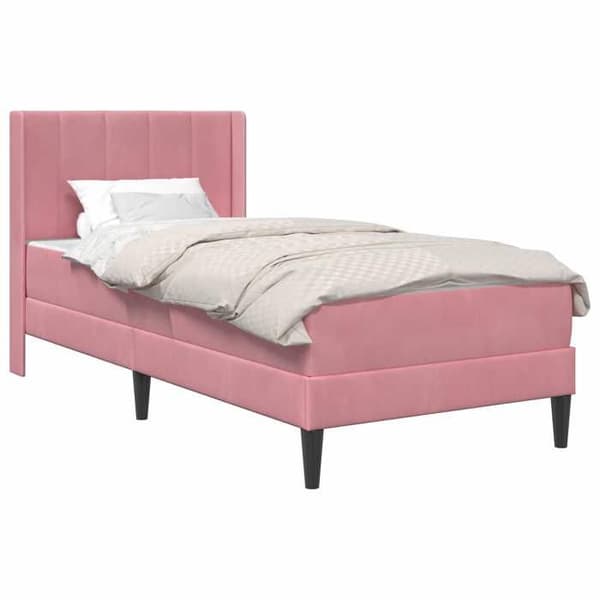 Maison Exclusive - Sängram med madrass Rosa 80 x 200 cm Sammet