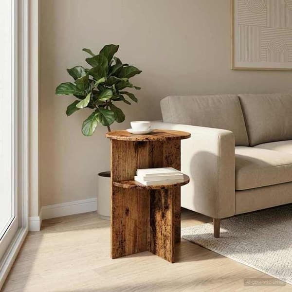 Sidebord - MAISON EXCLUSIVE - Moderne - Rund plade Ø39,5 cm - H55 cm - Ingeniørtræ med glat finish