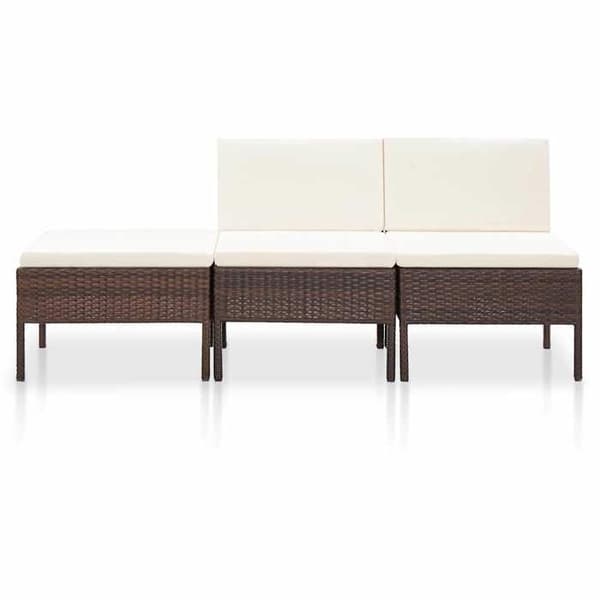 Maison Exclusive - Trädgårdsmöbler 3 delar med kuddar Flätad resin Brun