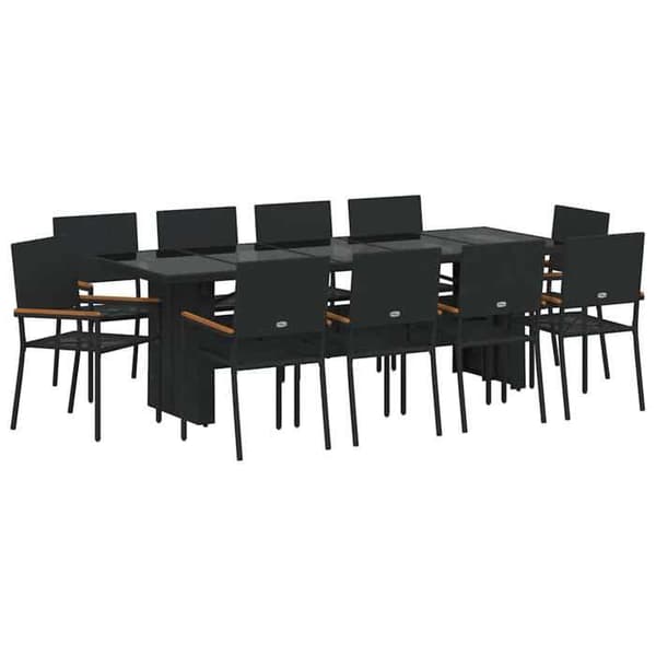 Maison Exclusive - 11 pc have spisebordssæt i sort polyrotin Svart