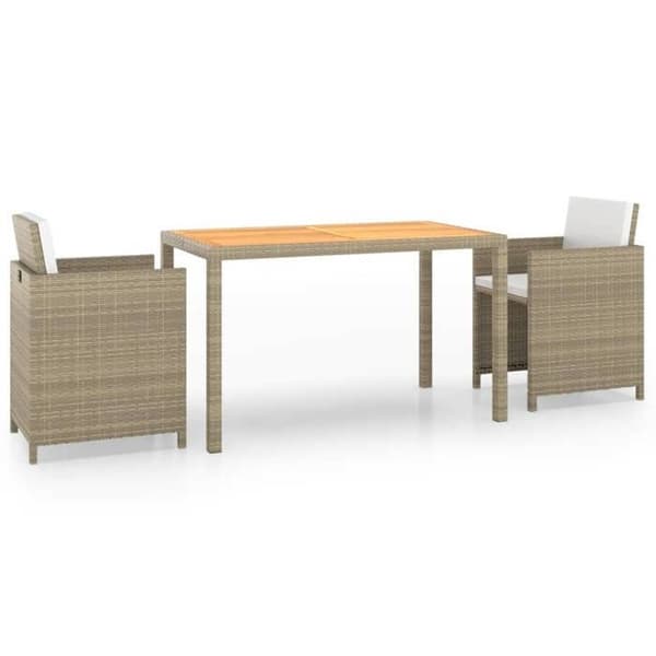 Maison Exclusive - Puutarhakalusteryhmä ja tyynyt 3 kpl Polyrottinki Beige