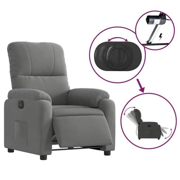 Maison Exclusive - Elektrisk lutbar fåtölj mörkgrå mikrofiber