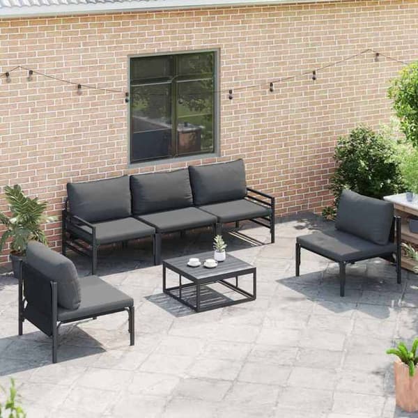 Maison Exclusive - Sæt af 5 pc. have-sofa i sort stål Svart
