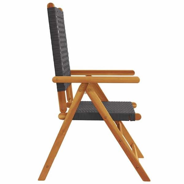 Maison Exclusive - Fällbara lutande fåtöljer, set om 4, i svart polyrotin och massivt trä