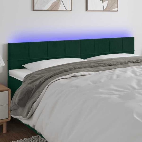Maison Exclusive - LED-päätyvihreä 200x5x78/88 cm Sametti Mörkgrön