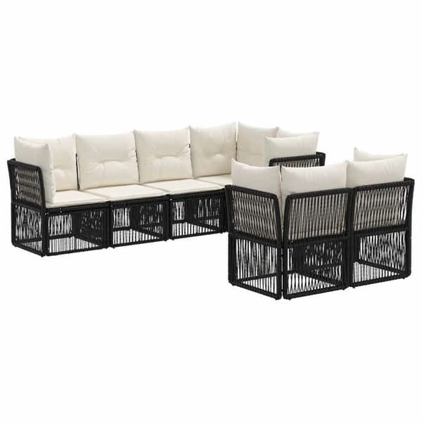 Maison Exclusive - 7-delars trädgårdsoff-set 7-sits svart
