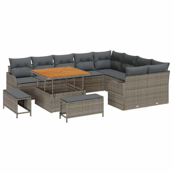 Lounge-soffor - MAISON EXCLUSIVE - 11-Sittplatser - Grå - UV-beständig polyrotting - Rostfritt stålram Grå