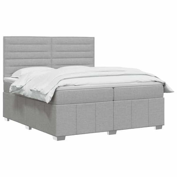 Maison Exclusive - Boxspring seng med madras Lys grå 200 x 200 cm Stof