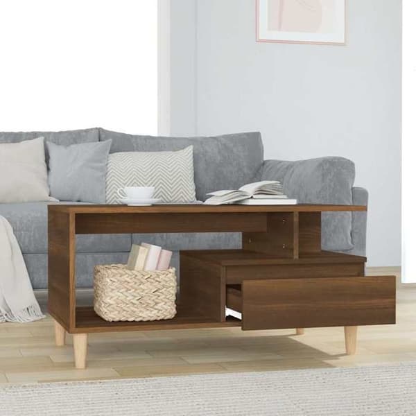 Maison Exclusive - Lavt bord i brunt egetræ 90x49x45 cm Ingeniørtræ