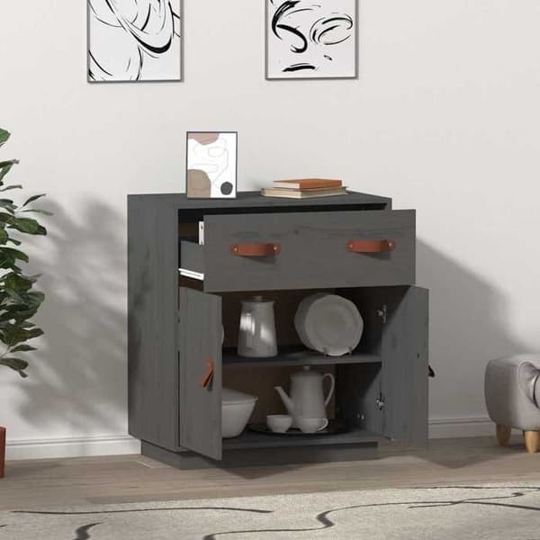 Maison Exclusive - Harmaa buffet 65,5x40x75 cm Massiivipuu mänty Grå