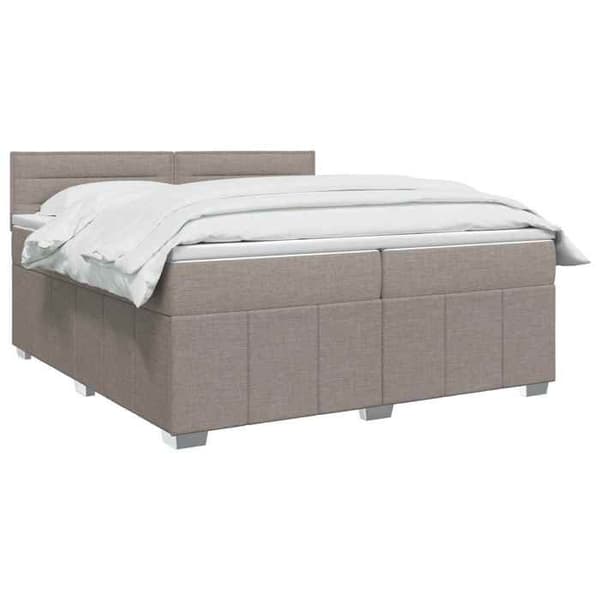 Maison Exclusive - Boxspring seng med madras Taupe 200 x 200 cm Stof