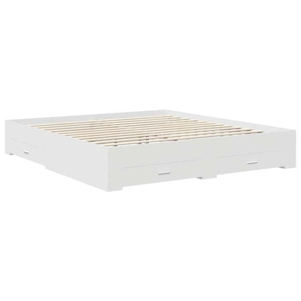 Maison Exclusive - Sängram med låda Vit 180 x 200 cm Ingenjörsträ
