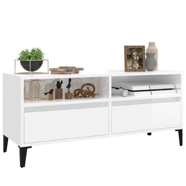 Maison Exclusive - TV-möbel vit glansig 100x34,5x44,5 cm ingenjörsträ Vit