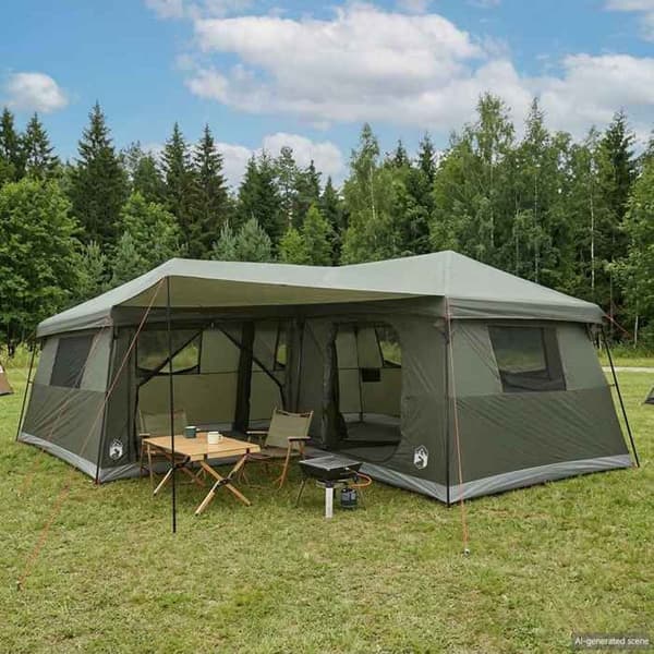 Familjetält - EXKLUSIVT HUS - 14 platser - Polyester 185T PU - 3 sovrum - 18,75 m²