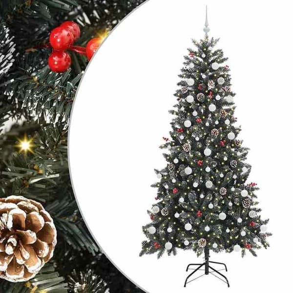 Kunstig juletræ - EKSKLUSIV HUS - Kegleformet - 210 cm - PVC & stål - USB 5V LED-strips Grön
